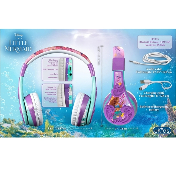 Wireless Headphones with Microphone Includes Aux Cord, Volume Reduced,* NIB* - Picture 2 of 7